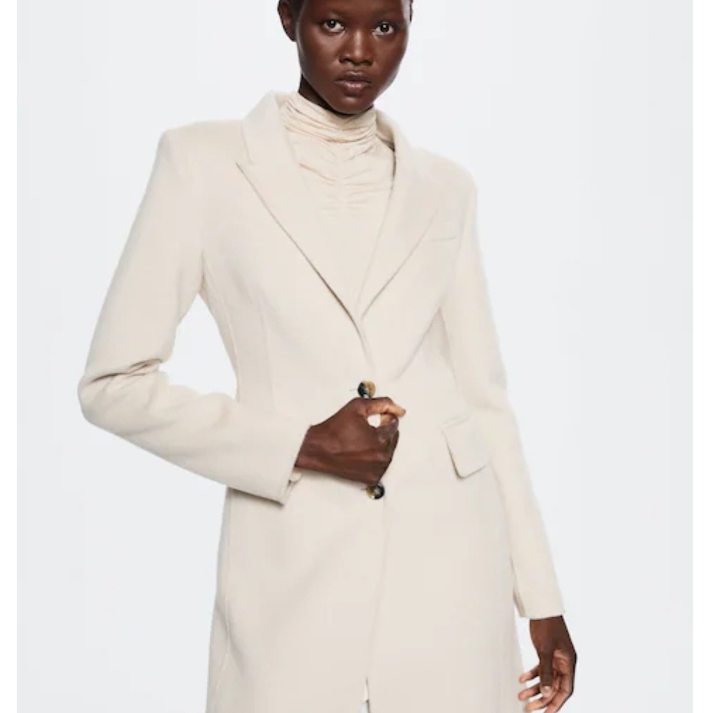 Mango Cream Pea Coat for Women